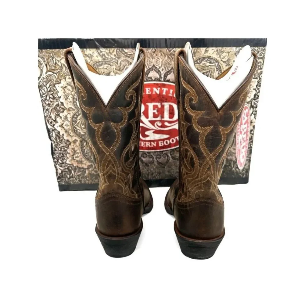 Laredo Maddie Women’s Cowboy Boots 7 Distressed Leather Western Round Toe USA
